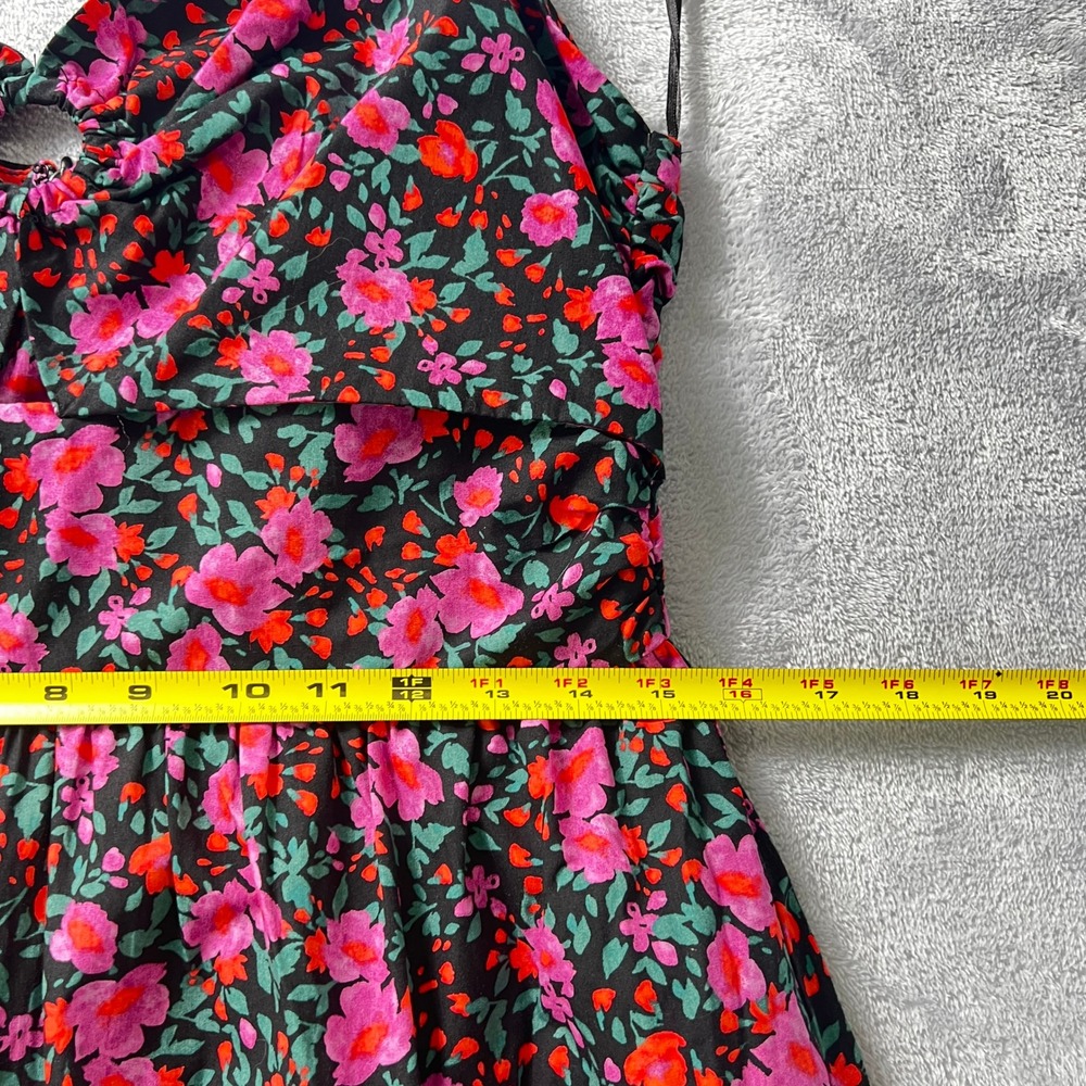 Socialite Pink & Red Floral Keyhole & Slit Cutout Midi Sundress MP Whimsigoth - Picture 8 of 10